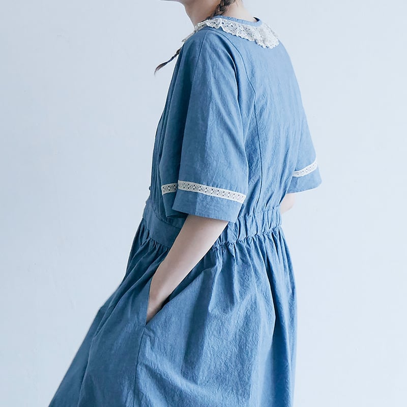 MAGALI コットンリネン・ファナージュ・クラシックワンピース MAGALI マガリ コットンリネン・ファナージュ・クラシック