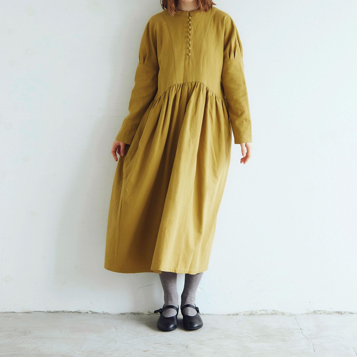 東炊きコットンビエラ・クラシック・ワンピース／ハニー