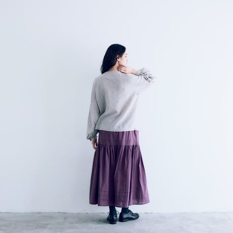 コットンスノードット·フリルブラウス／ラベンダーグレイ