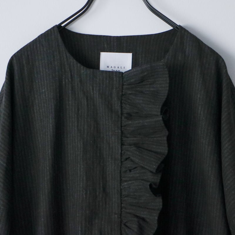 MAGALI コットン リネン フリル ワンピース　スミクロ MAGALI コットン リネン フリル ワンピース スミクロ MAGALI