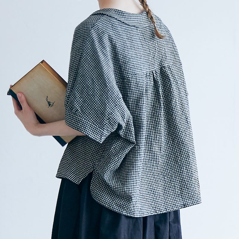 ［未使用］J.PRESS BEZ コットンリネン ギンガム ブラウス 未使用］J.PRESS BEZ コットンリネン ギンガム ブラウス