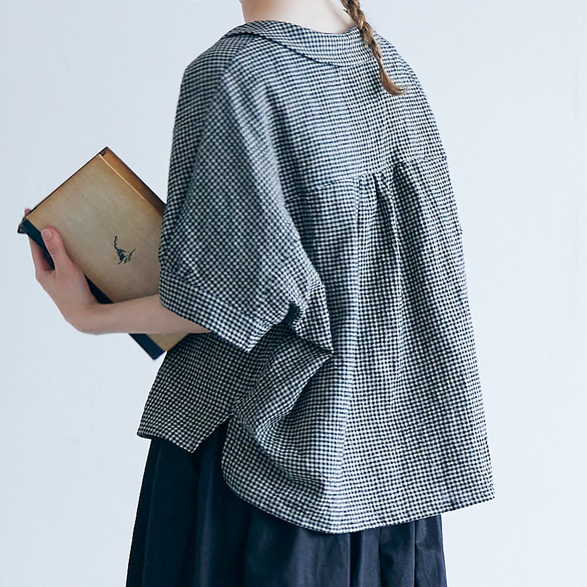［未使用］J.PRESS BEZ コットンリネン ギンガム ブラウス ギンガムチェックリネンブラウス | Le petit chic