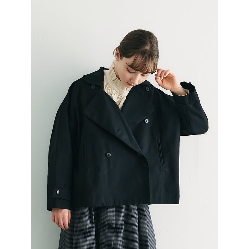 コットンサージ・ショートコート／ブラック | select shop Calli