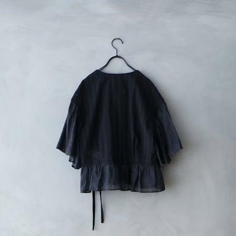 コットンレース・カシュクールブラウス／ブラック