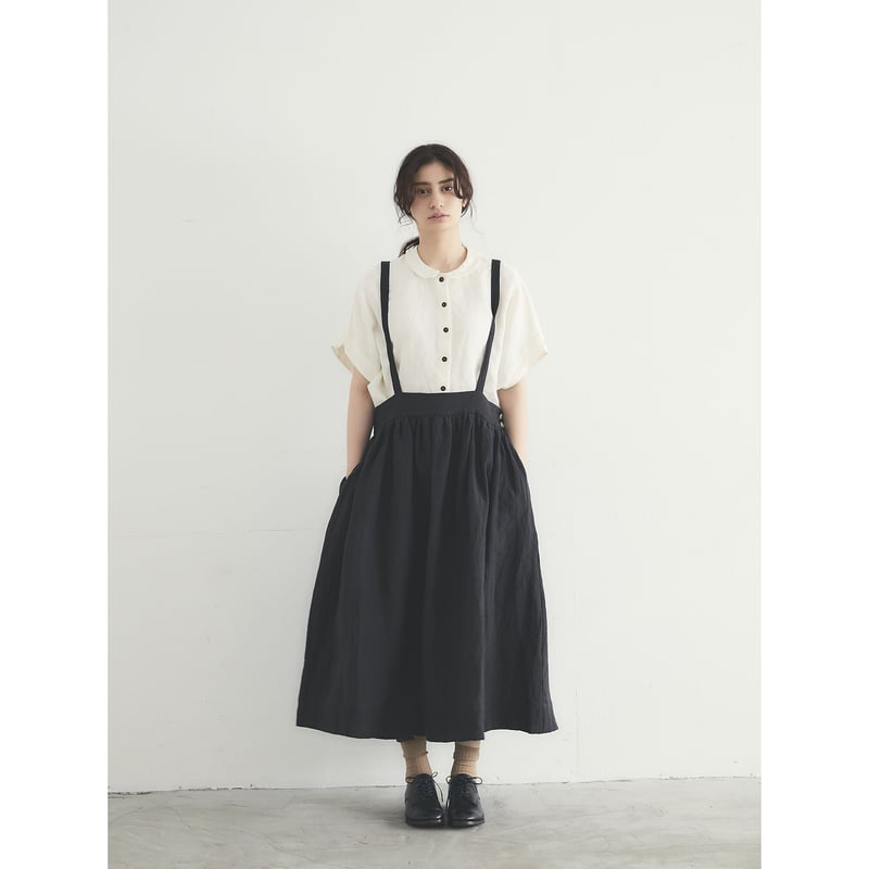 サスペンダー付き リネンサスペンダースカート ベルギーリネン・サスペンダースカート/ブラック | select shop