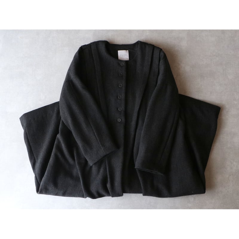MAGALI マガリ　メランジウールノーカラータックコート メランジウール・ノーカラー・タックコート／チャコール | select shop