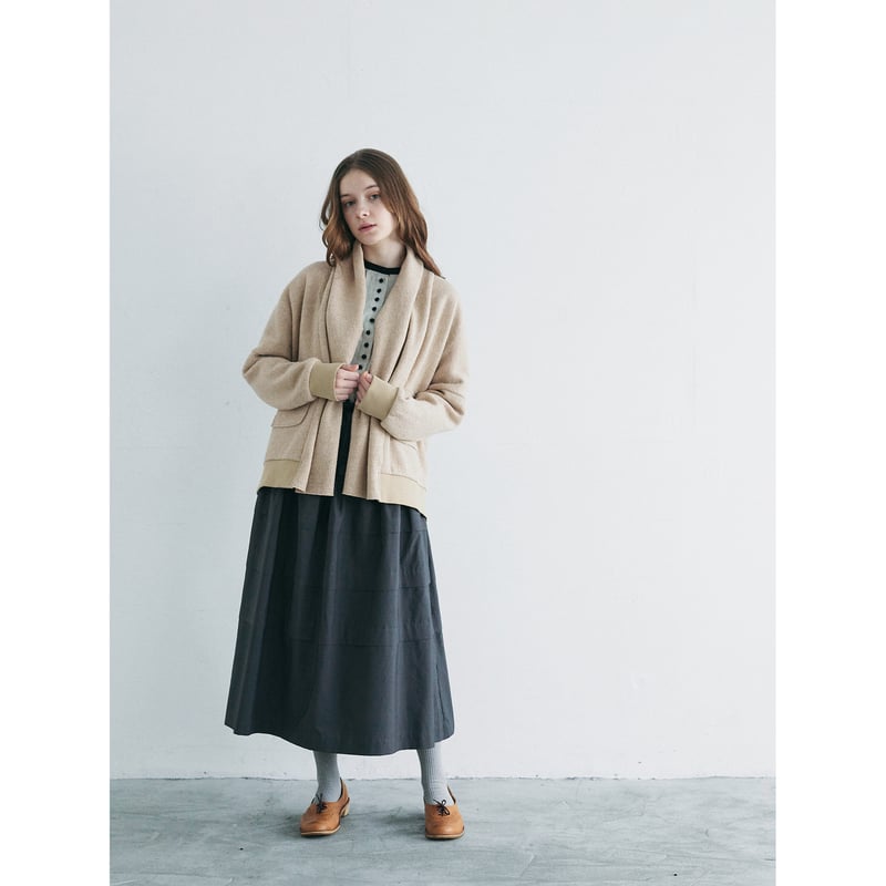 pierucci taly茶系 ショールカラー カーディガン L セール】 ウールカシミヤケーブルショールカラーカーディガン