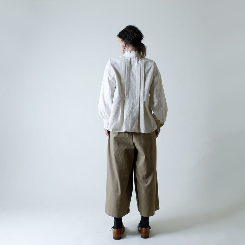 MAGALI | コットンリネンリンクル・タックワイドパンツ (beige) MAGALI | コットンリネンリンクル・タックワイドパンツ (beige)