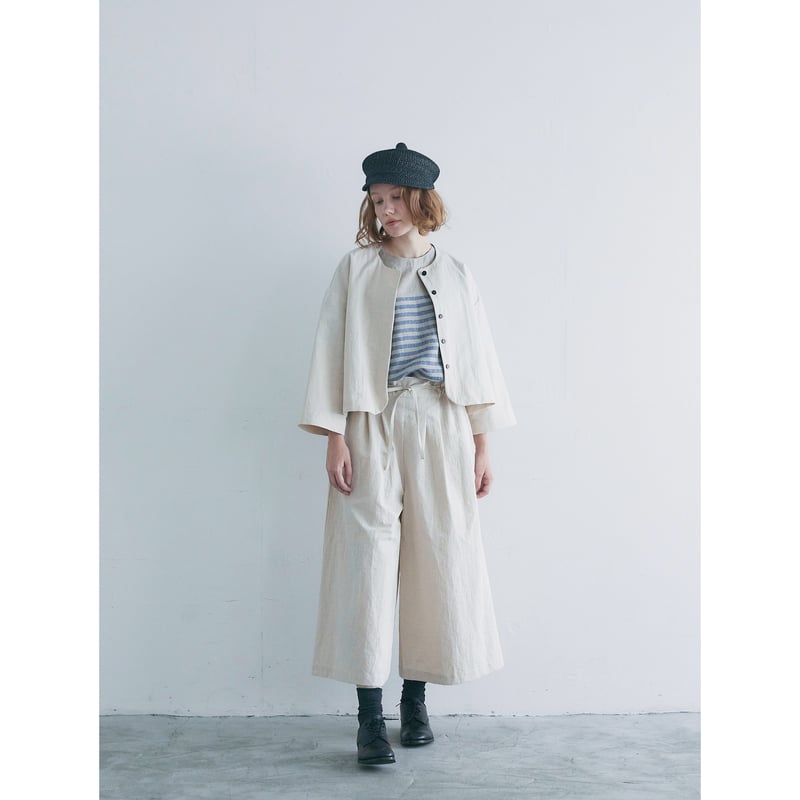 コットンヘンプ・ウェザー・クロップド・ジャケット/アイボリー | select shop Calli コットンヘンプ・ウェザー・クロップド・ジャケット/アイボリー | select shop Calli