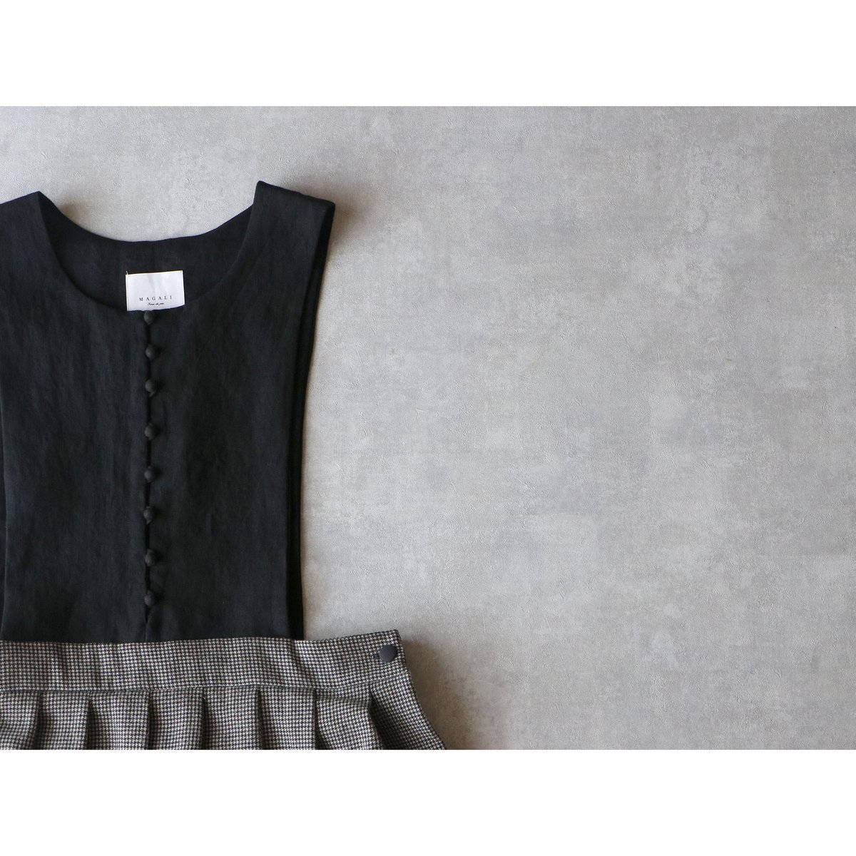 コットンウール×リネン・ ジャンパースカート／ホワイト