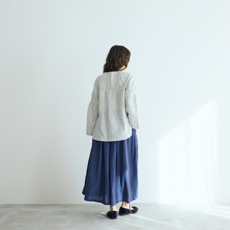 シャンブレーリネン・ぺザントプルオーバー／グレイ