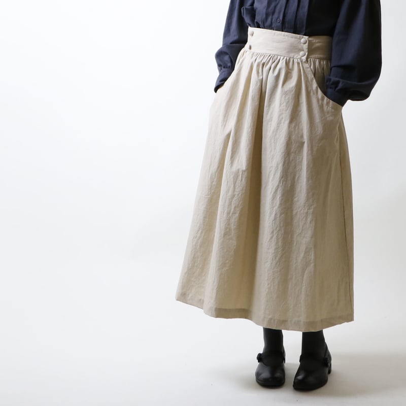 MAGALI 硫化染めコットン・ギャザースカート／アイボリー新品