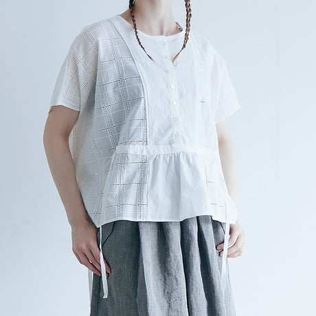 MAGALI マガリ ガーメントダイ・コットンレース・ブラウス(25SS) MAGALI マガリ ガーメントダイ・コットンレース・ブラウス(25SS