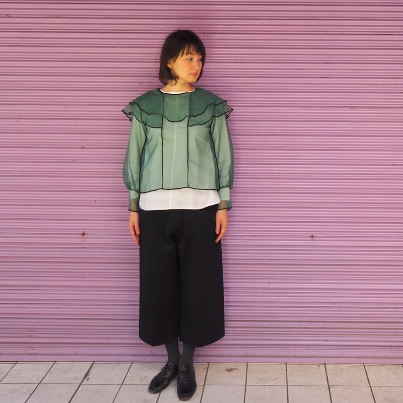 QFD オーガンジーブラウス/グリーン | select shop Calli