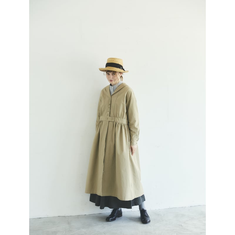 コットンシルク・ ショールカラーワンピース/ベージュ | select コットンシルク・ ショールカラーワンピース/ベージュ | select