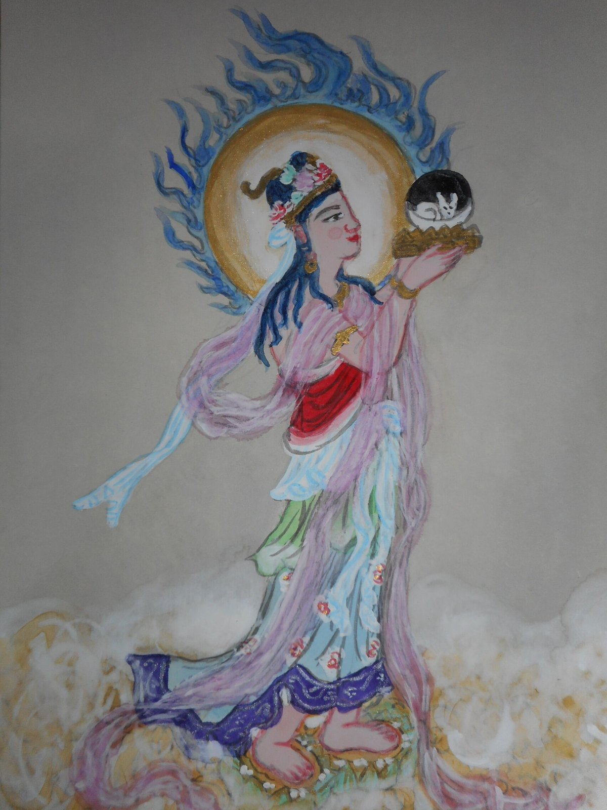 肉筆仏画　月天（がってん）掛軸　蓮華仏画工房作 月天 | 仏教美術 -開運仏画-