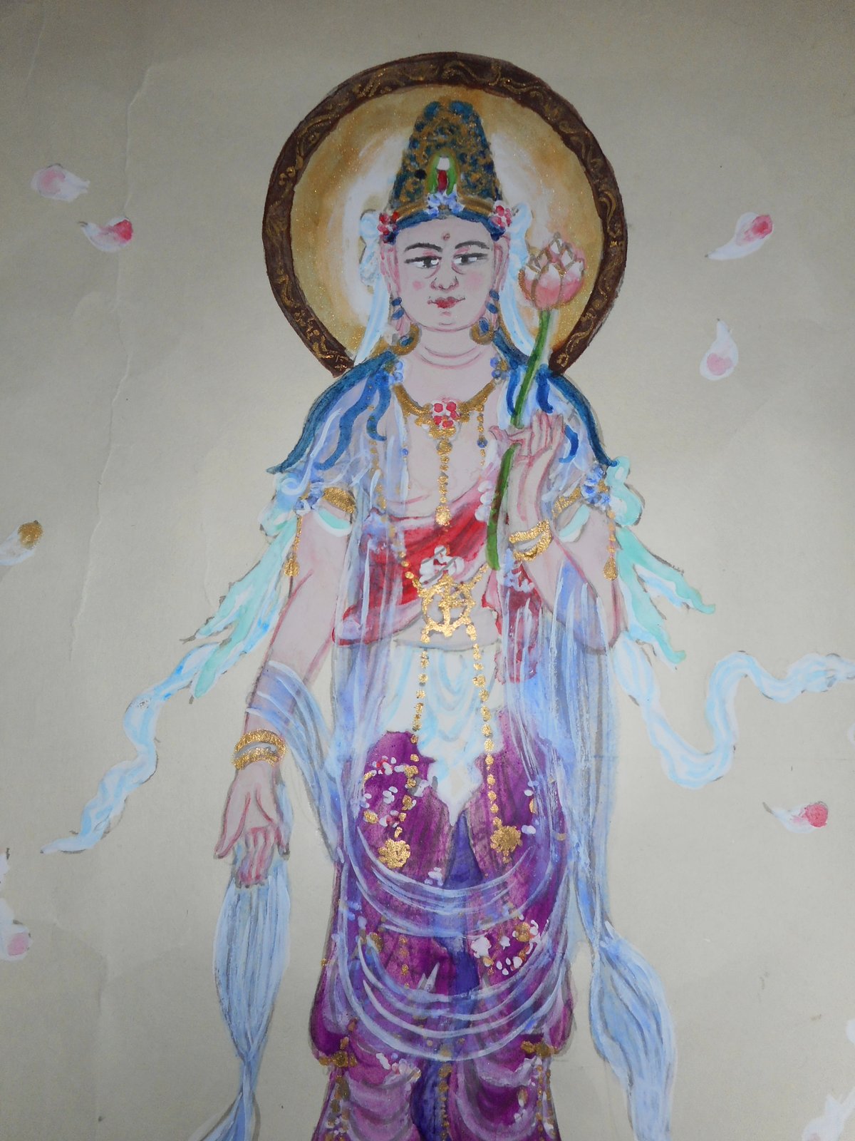 観世音菩薩　水墨画　菩薩の加護　人物画 観世音菩薩 水墨画 菩薩の加護 人物画 - メルカリ
