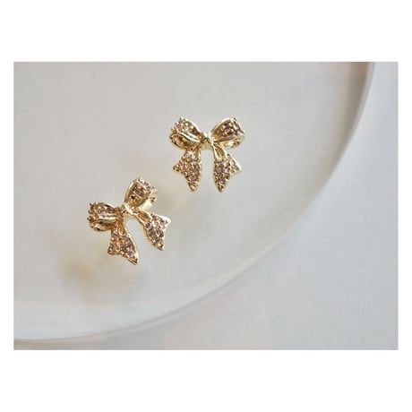 luxury zircon*fancy ribbon（ゴールド）