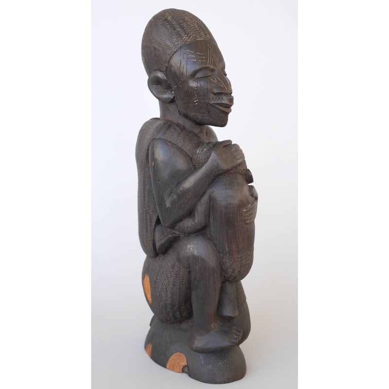 アフリカンアート★木彫★母子像 アチェ族母子彫像 高さ49cm アフリカンアート 木彫刻 (f340-17