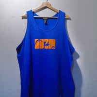 Logo cotton tank top 【Blue x Orange】
