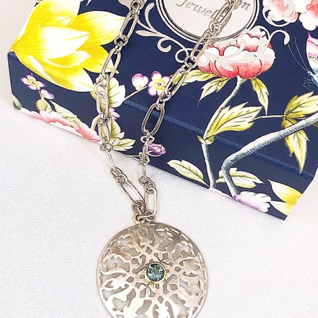 アラベスク＆極上トルマリン　18K&SVネックレス