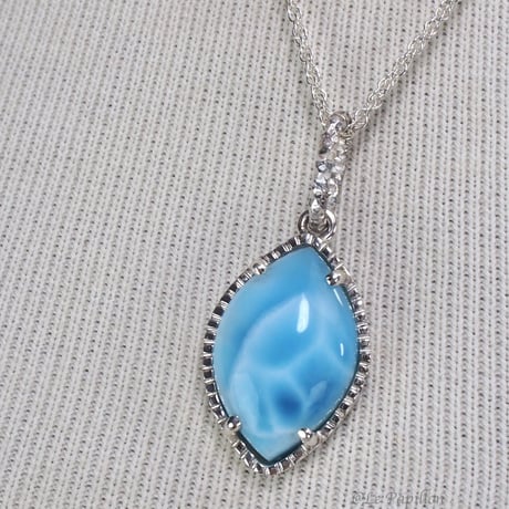 極上品カリブの水色ラリマー❤︎シルバーネックレス