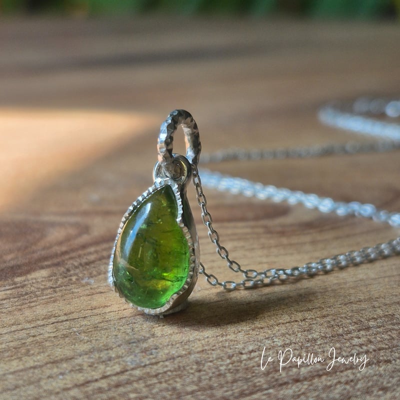 森の雫 グリーントルマリン シルバーネックレス | Le Papillon Jewelry