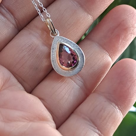 1.20ct 艶やかピンクトルマリン K18&シルバーネックレス