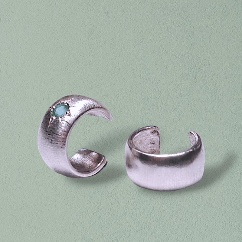 星のエメラルド シルバーイヤーカフ | Le Papillon Jewelry