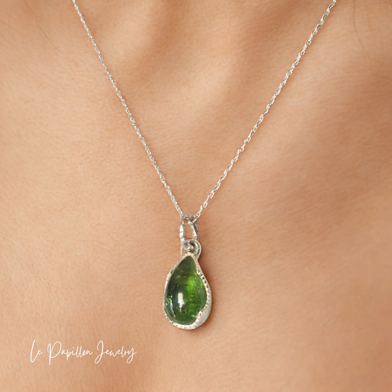 森の雫 グリーントルマリン シルバーネックレス | Le Papillon Jewelry