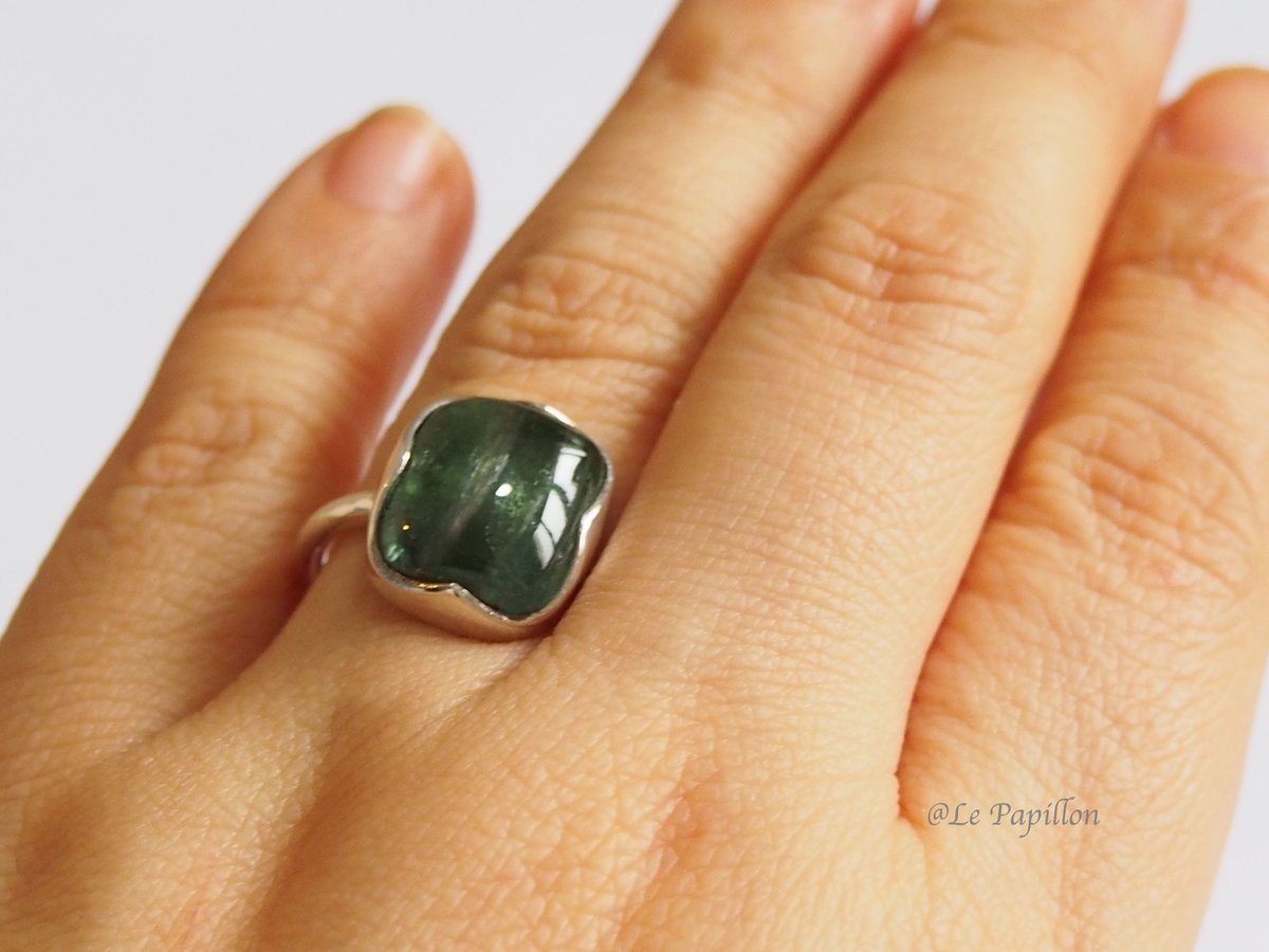 希少 新品ルース 大粒合成グリーンルチル シルバーリング #12 【公式通販】