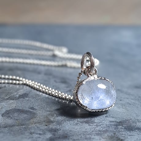 高品質デュモルチェライトインクォーツ シルバーネックレス