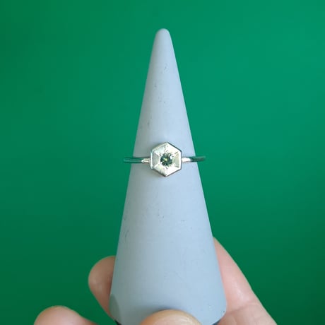 13号 ヘキサゴン グリーンサファイア シルバーリング