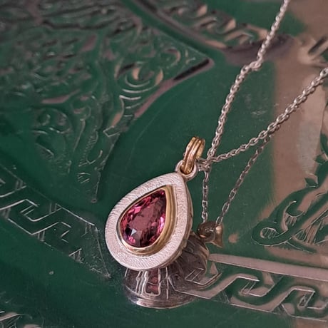 1.20ct 艶やかピンクトルマリン K18&シルバーネックレス