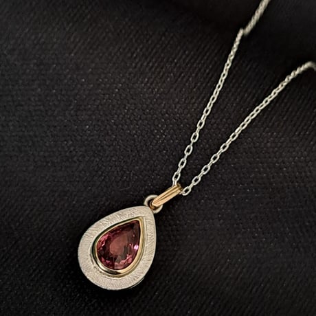 1.20ct 艶やかピンクトルマリン K18&シルバーネックレス