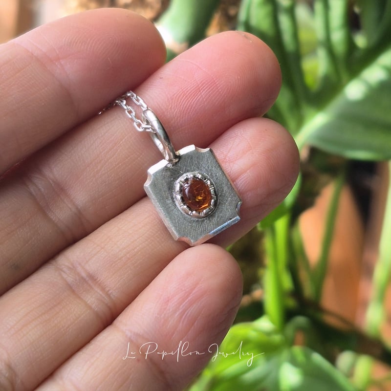 Cadre オレンジトルマリン シルバーネックレス | Le Papillon Jewelry