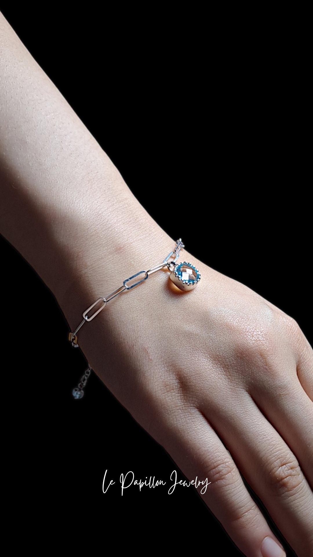 煌めくブルートパーズ シルバーブレスレット | Le Papillon Jewelry