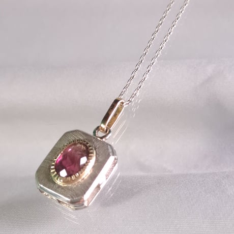 1.90ct 非加熱大きめピンクトルマリン K18&シルバーネックレス