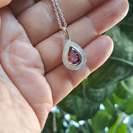 1.20ct 艶やかピンクトルマリン K18&シルバーネックレス