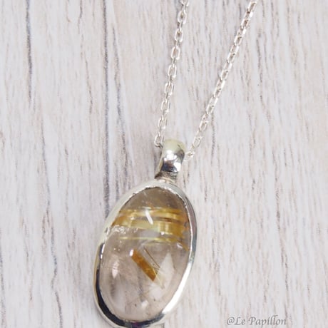 普段使いに！金線ルチルクォーツ❤︎シルバーネックレス