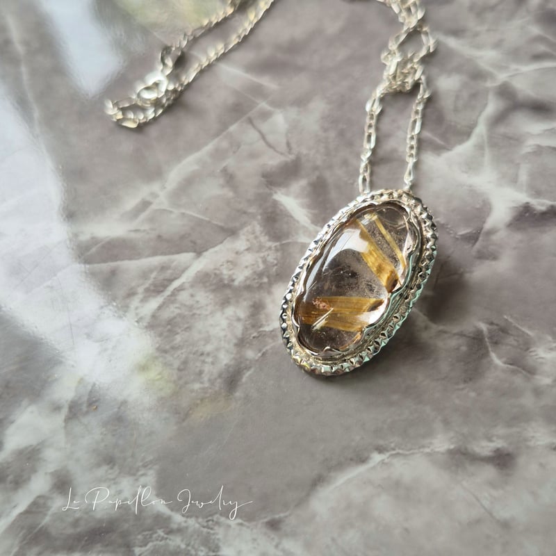 大きめ 美麗なタイチンルチル シルバーネックレス | Le Papillon Jewelry