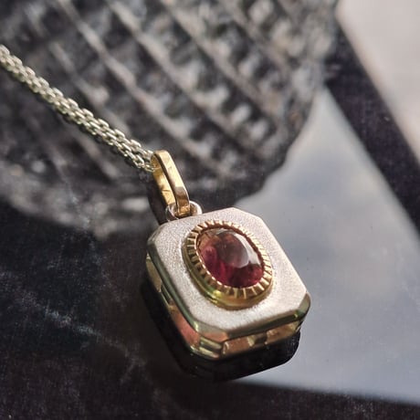 1.90ct 非加熱大きめピンクトルマリン K18&シルバーネックレス