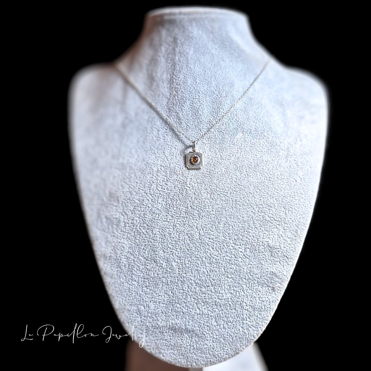 Cadre オレンジトルマリン シルバーネックレス | Le Papillon Jewelry