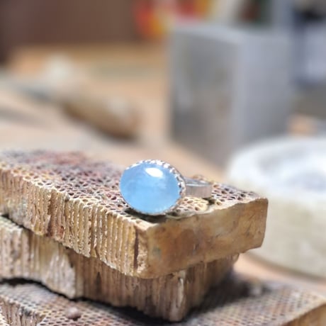 14号 綺麗色アクアマリン シルバーリング