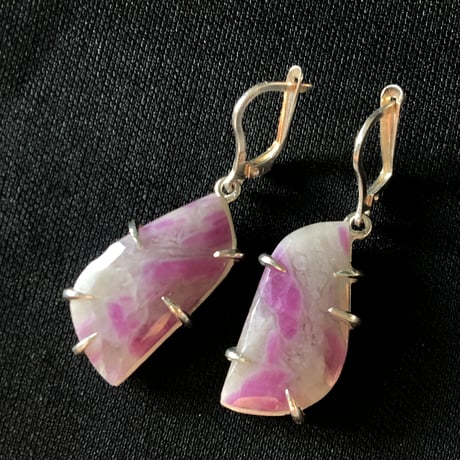 ローズカット ルビーインクォーツ シルバーピアス
