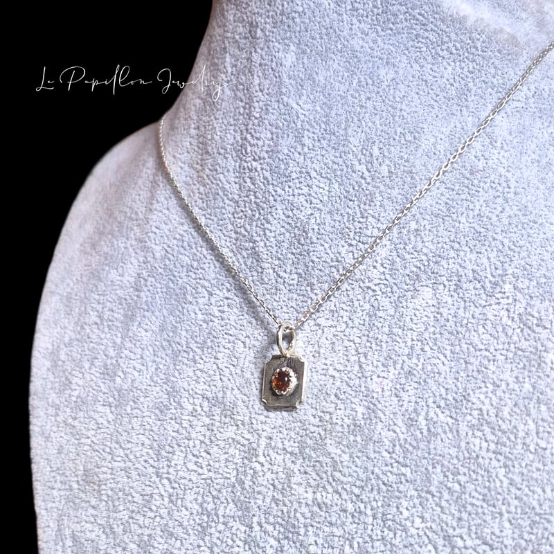 Cadre オレンジトルマリン シルバーネックレス | Le Papillon Jewelry