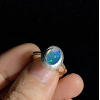9号　青さ際立つウォーターオパール18K＆シルバーリング
