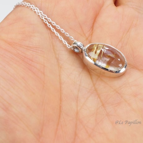 普段使いに！金線ルチルクォーツ❤︎シルバーネックレス