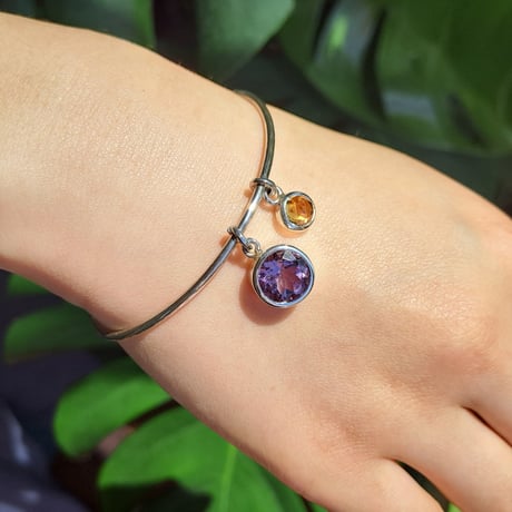 綺麗色アメジスト&シトリン　シルバーバングル ブレスレット