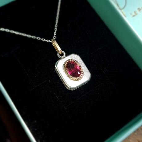 1.90ct 非加熱大きめピンクトルマリン K18&シルバーネックレス